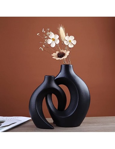 Duo de Vases en Céramique Noir Enlacés online